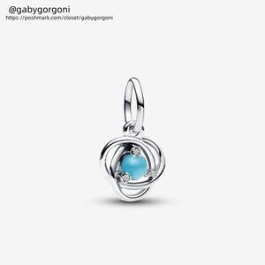 Pandora December Turqoise Blue Eternity Circle Dangle Charm
